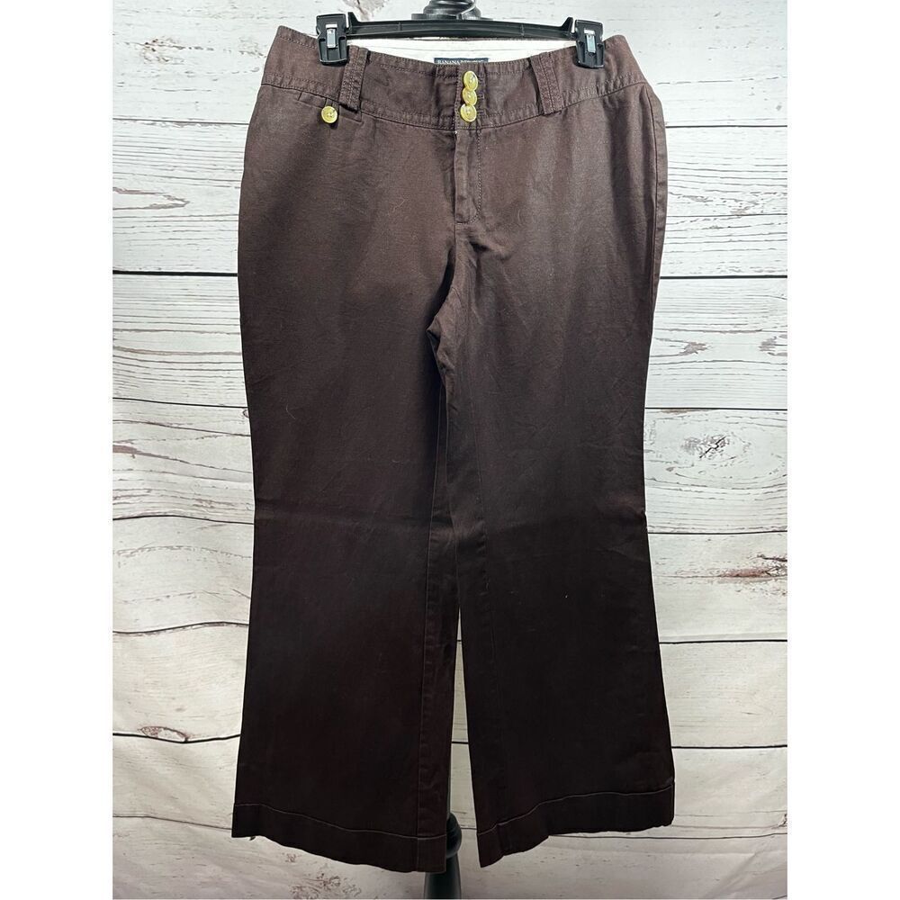 Banana Republic Women's Brown Wide Leg Cotton Linen Blend Pants Size 8